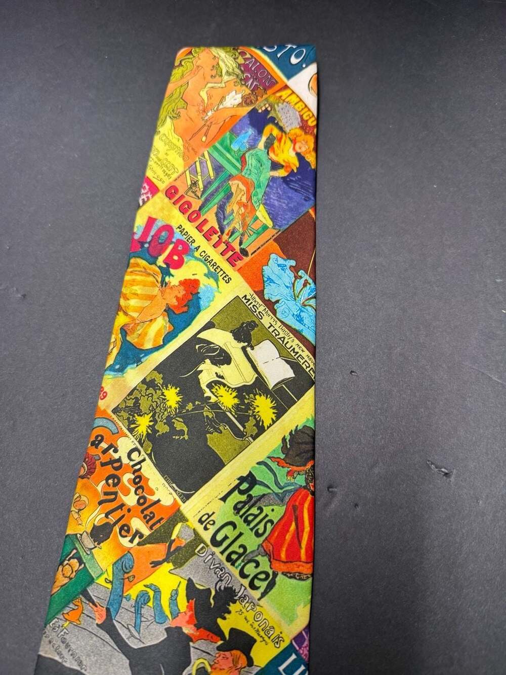 Wembley Vintage Silk Clip-On Tie Tan Geometric Pattern - Picture 2 of 5